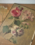 Antique French Floral Oil Painting on Board