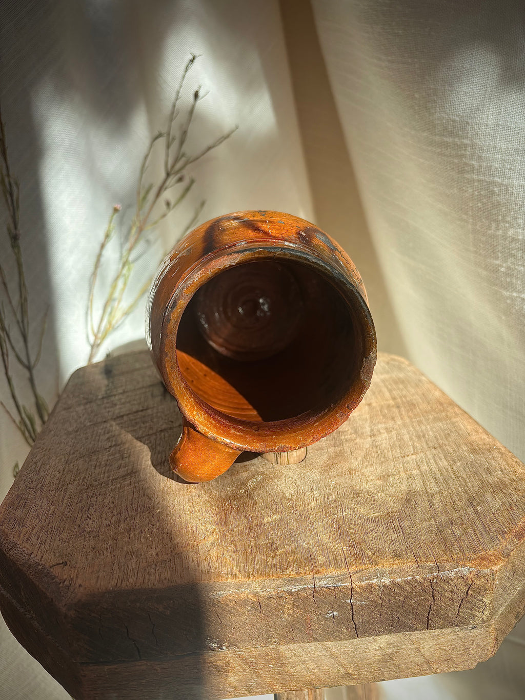 Antique French Glazed Terracotta Farmhouse Jug