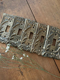 Vintage Cast Brass Art Nouveau Toggle Switch Plate
