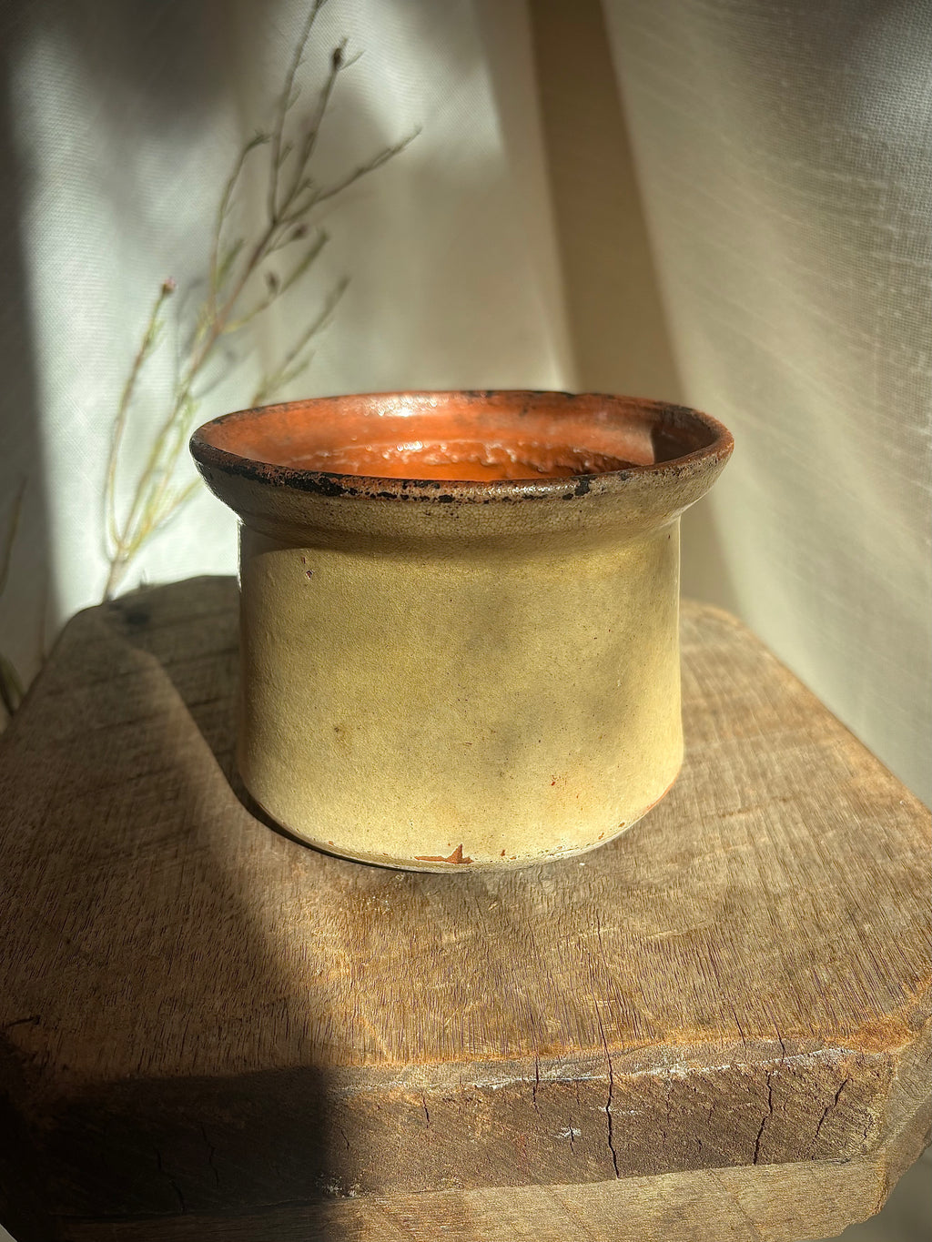 Antique French Butter-Glazed Earthenware Jar