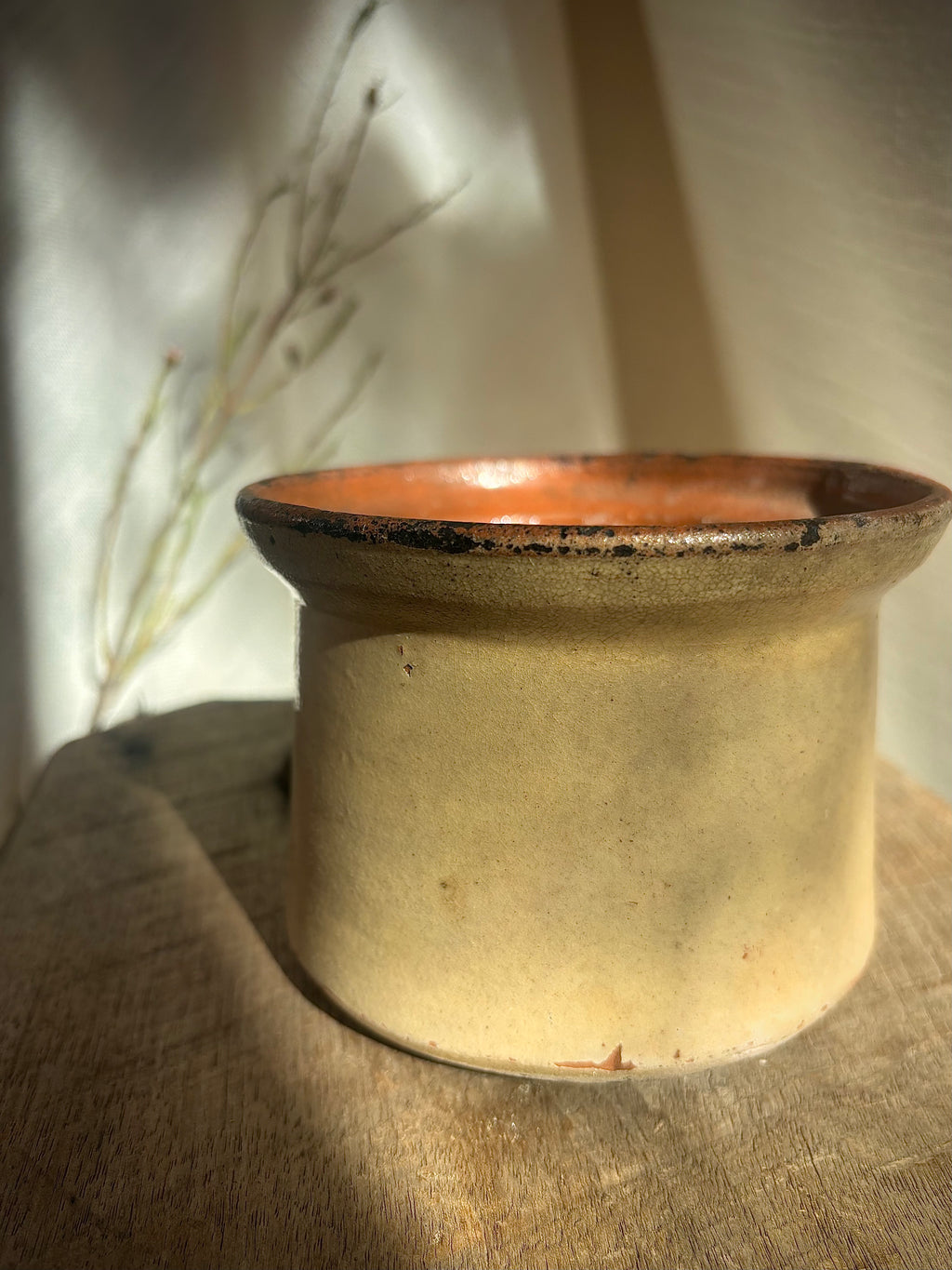 Antique French Butter-Glazed Earthenware Jar