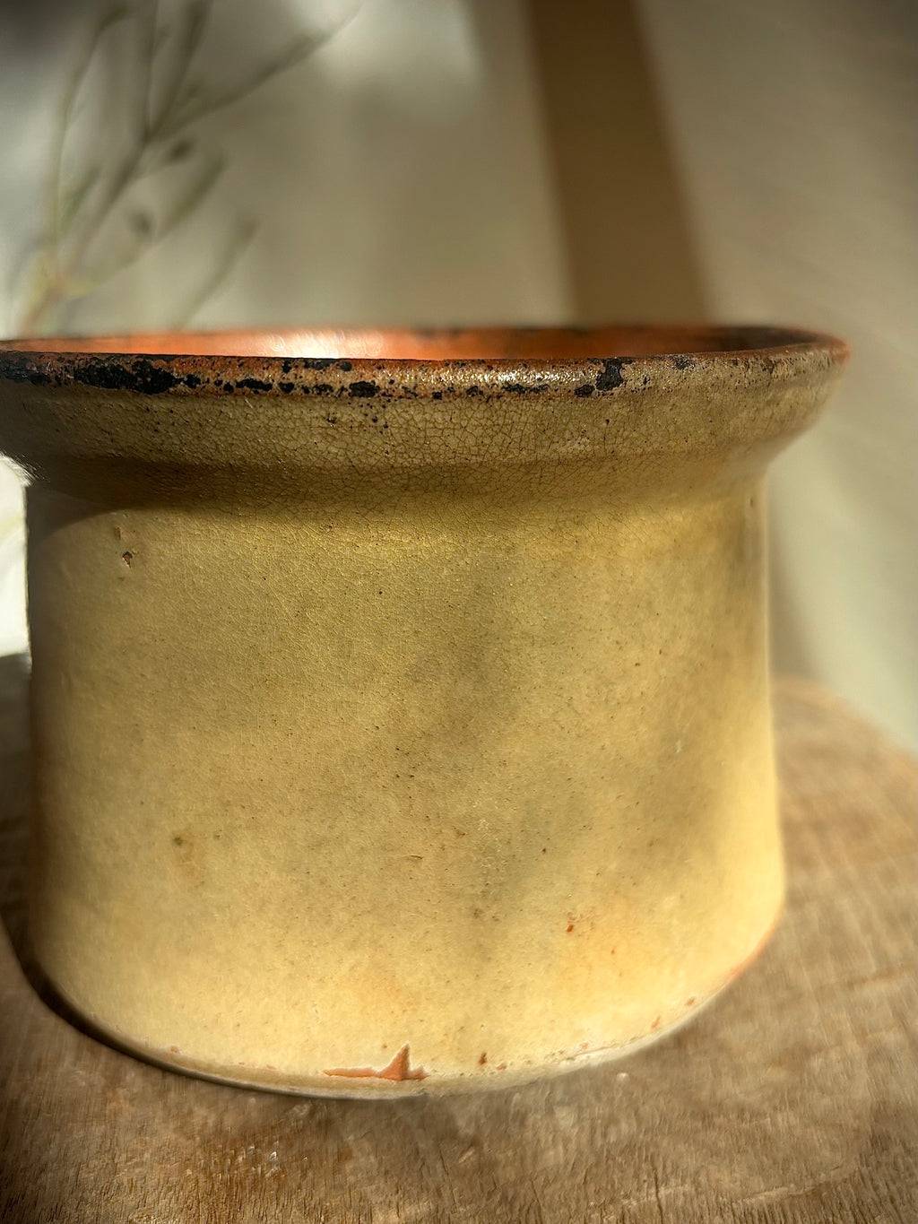 Antique French Butter-Glazed Earthenware Jar