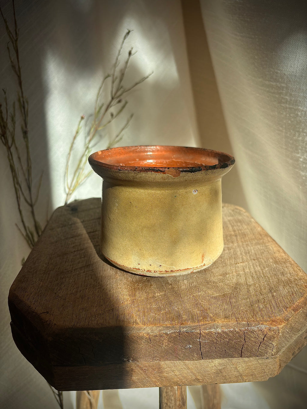 Antique French Butter-Glazed Earthenware Jar