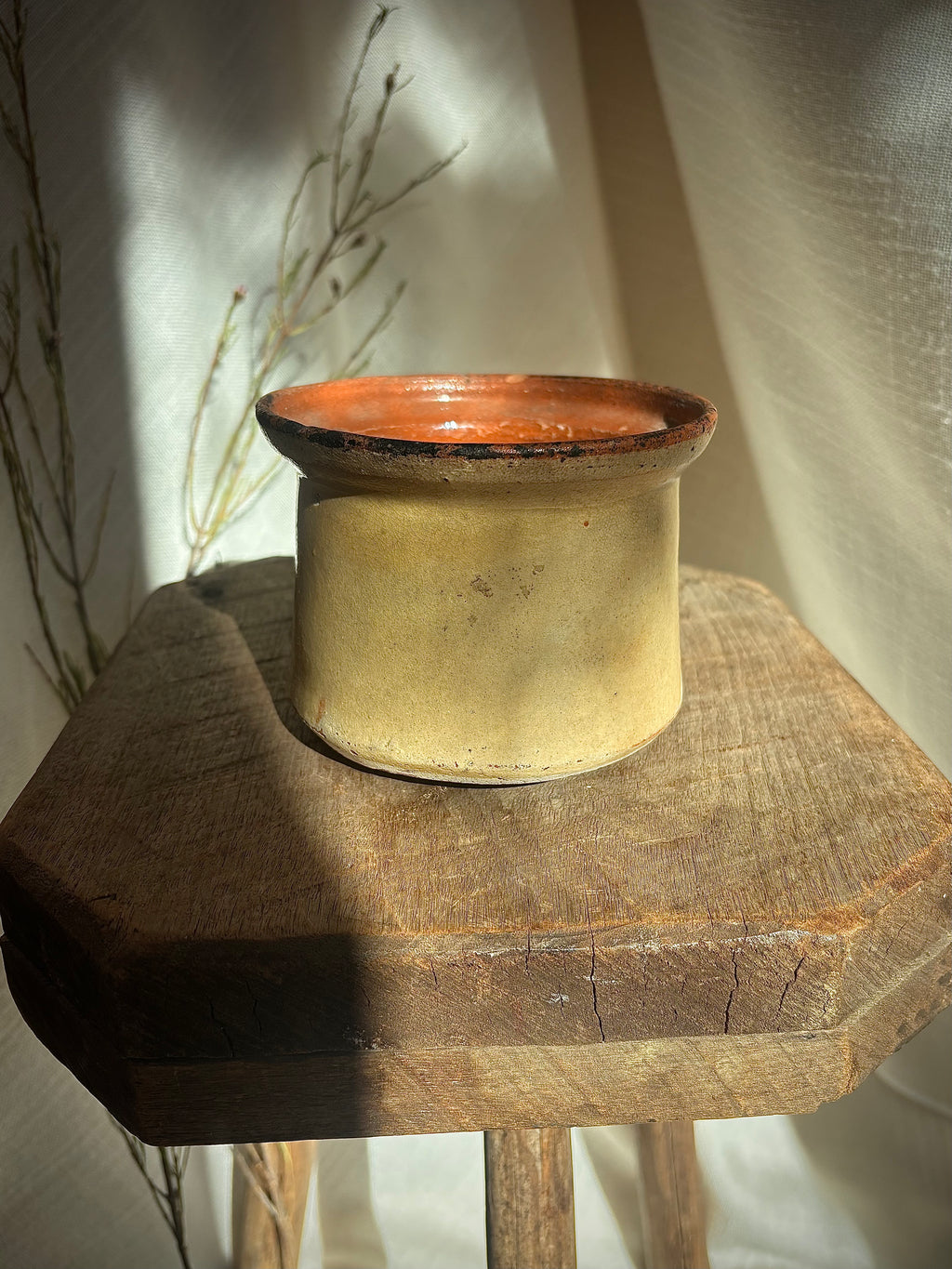 Antique French Butter-Glazed Earthenware Jar