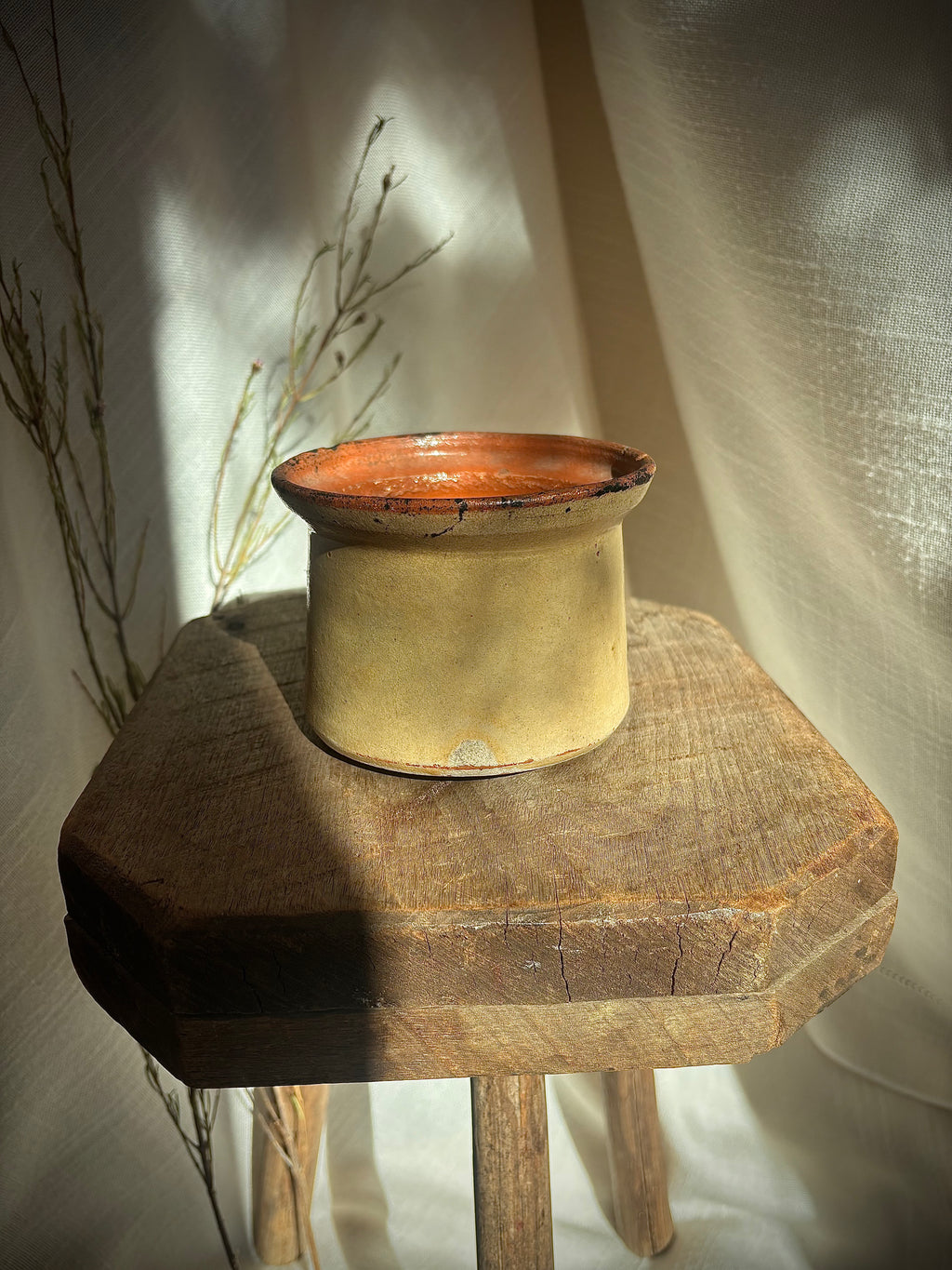 Antique French Butter-Glazed Earthenware Jar