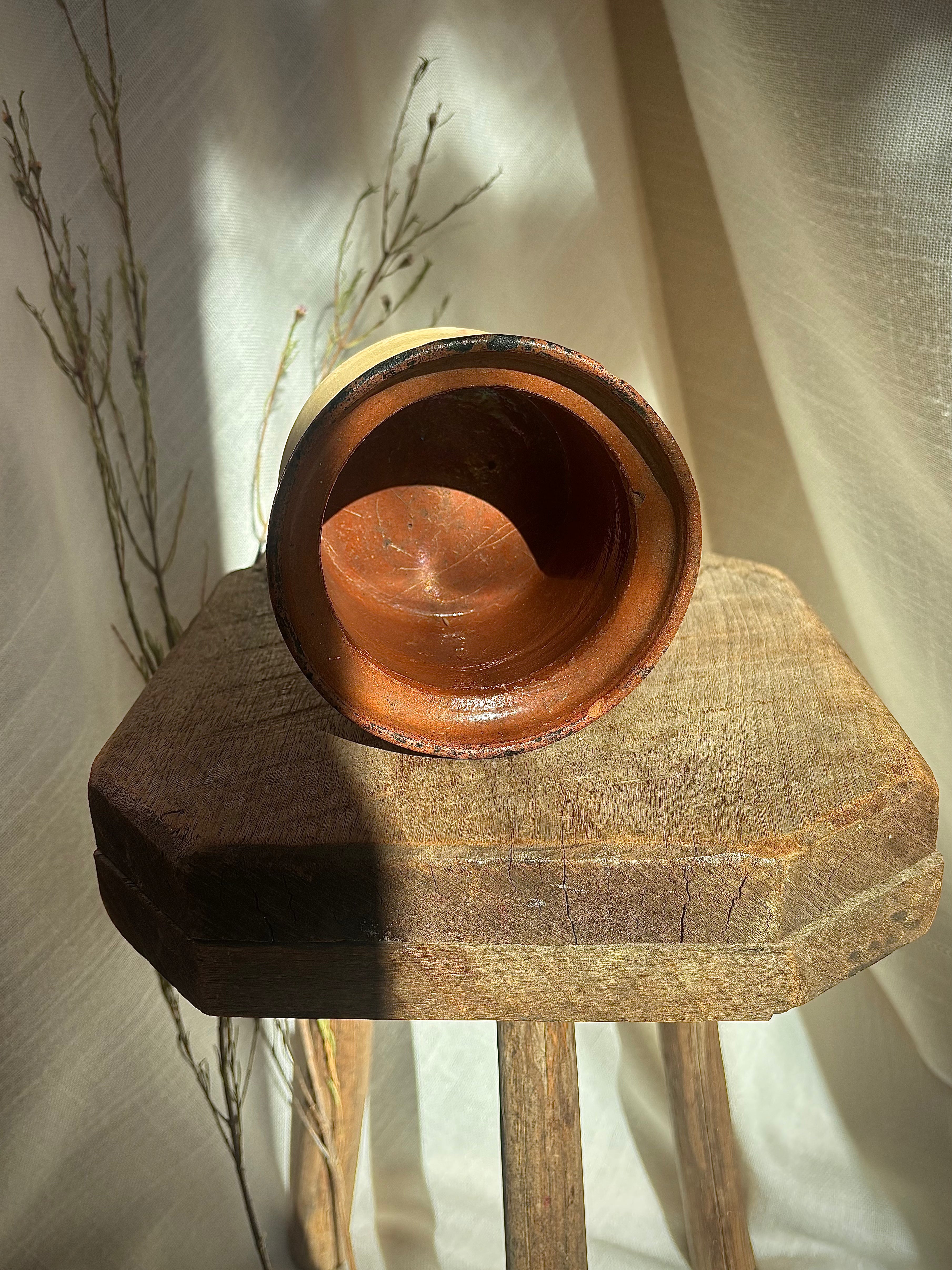 Antique French Butter-Glazed Earthenware Jar