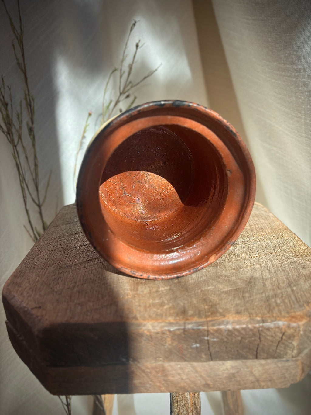 Antique French Butter-Glazed Earthenware Jar