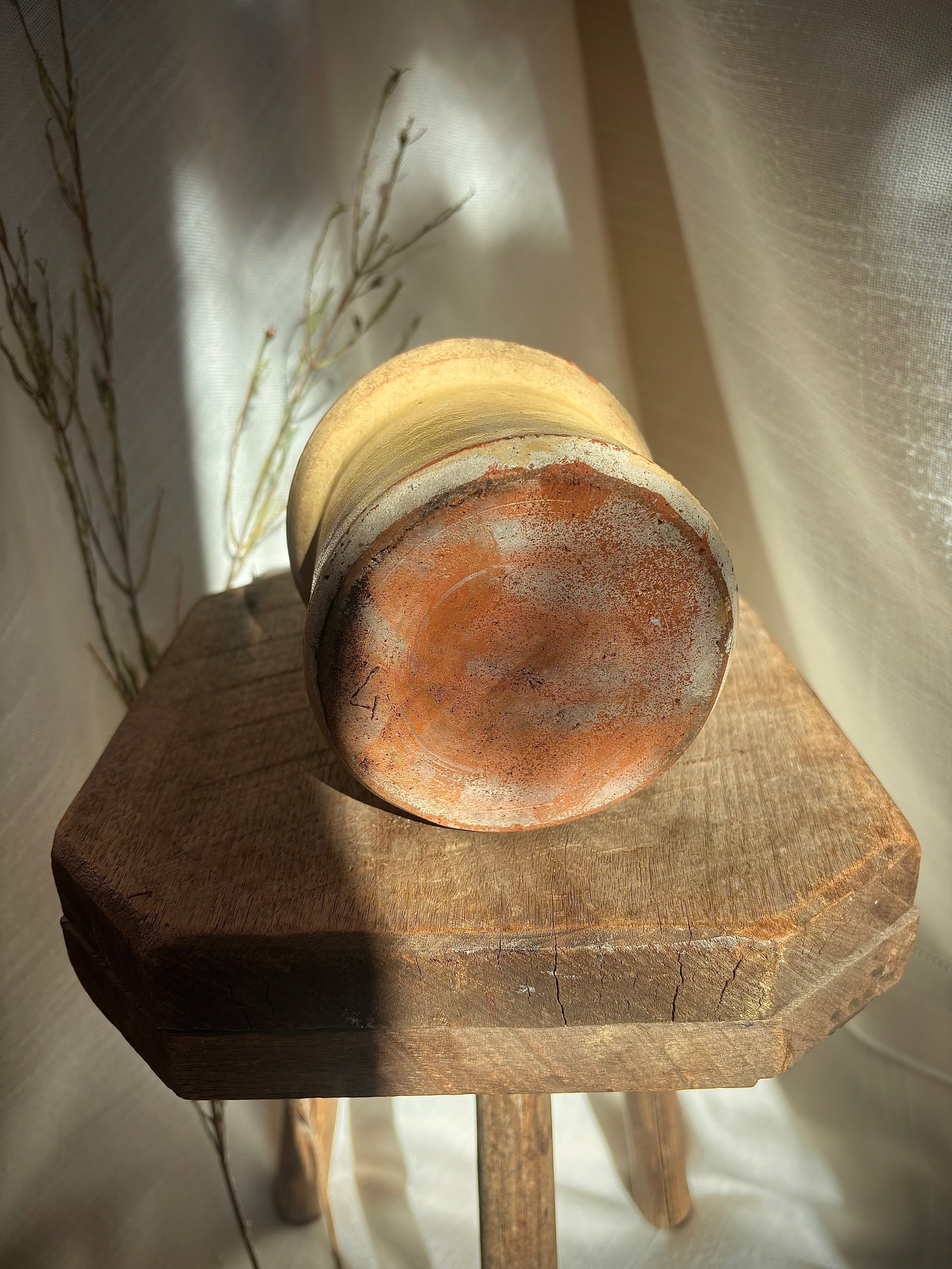 Antique French Butter-Glazed Earthenware Jar