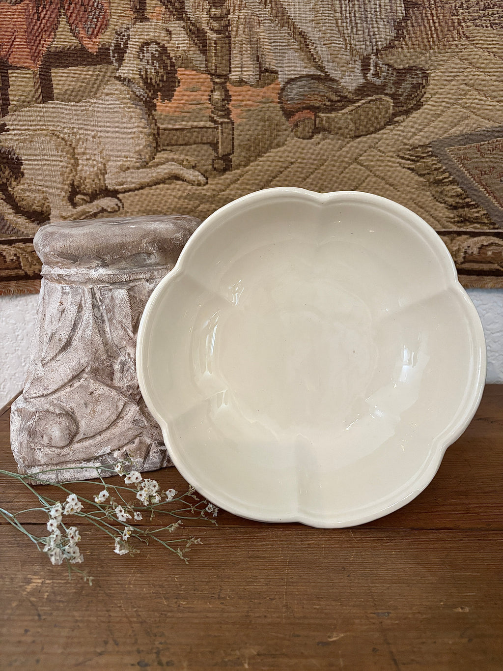 Vintage McCoy White Scalloped Serving Bowl