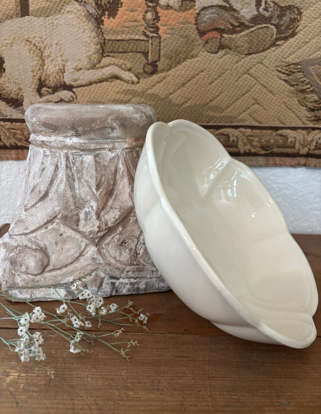 Vintage McCoy White Scalloped Serving Bowl