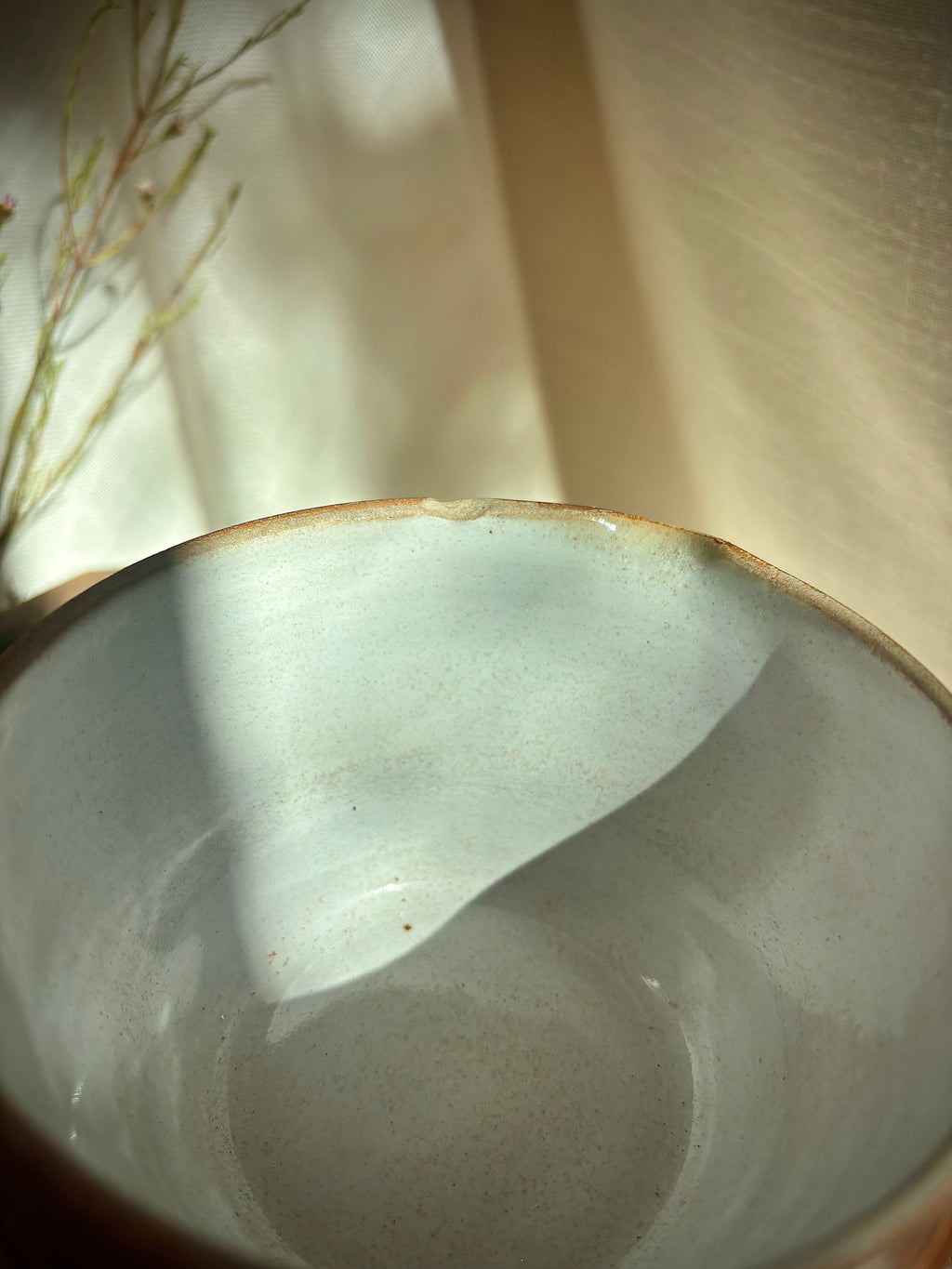 Vintage French Stoneware Mixing Bowl with Spout