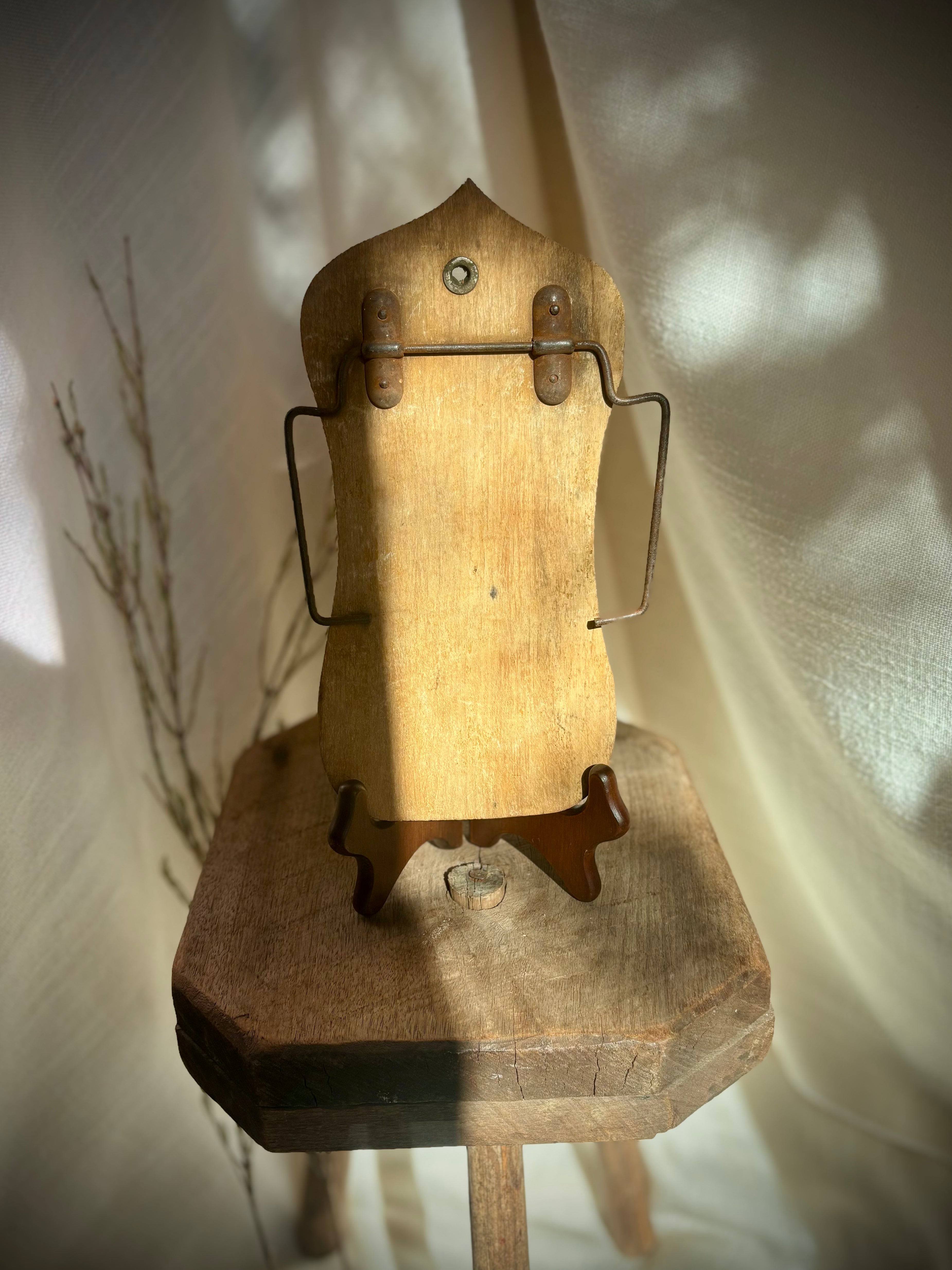 Antique French Wooden Toilet Paper Holder