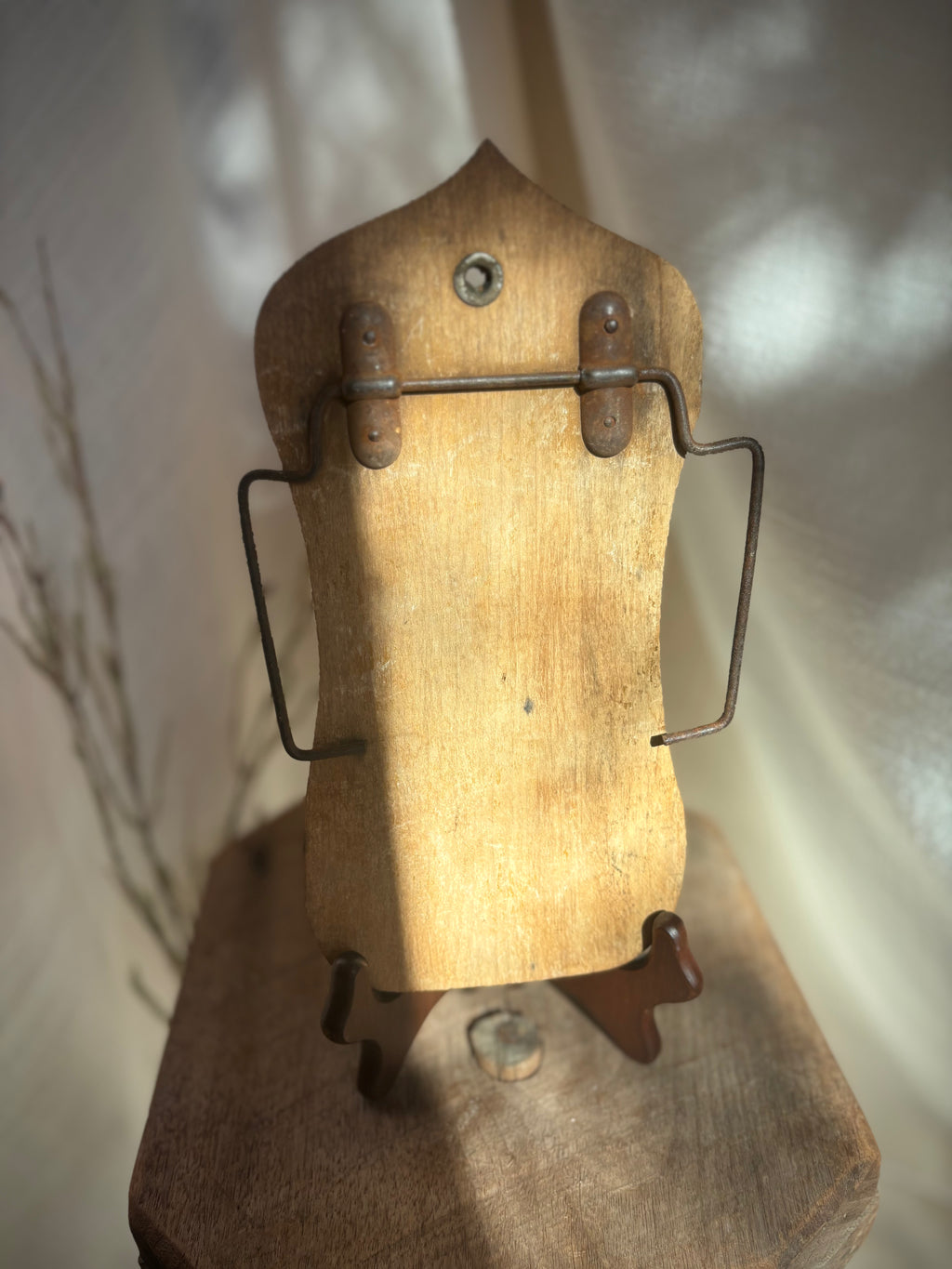 Antique French Wooden Toilet Paper Holder