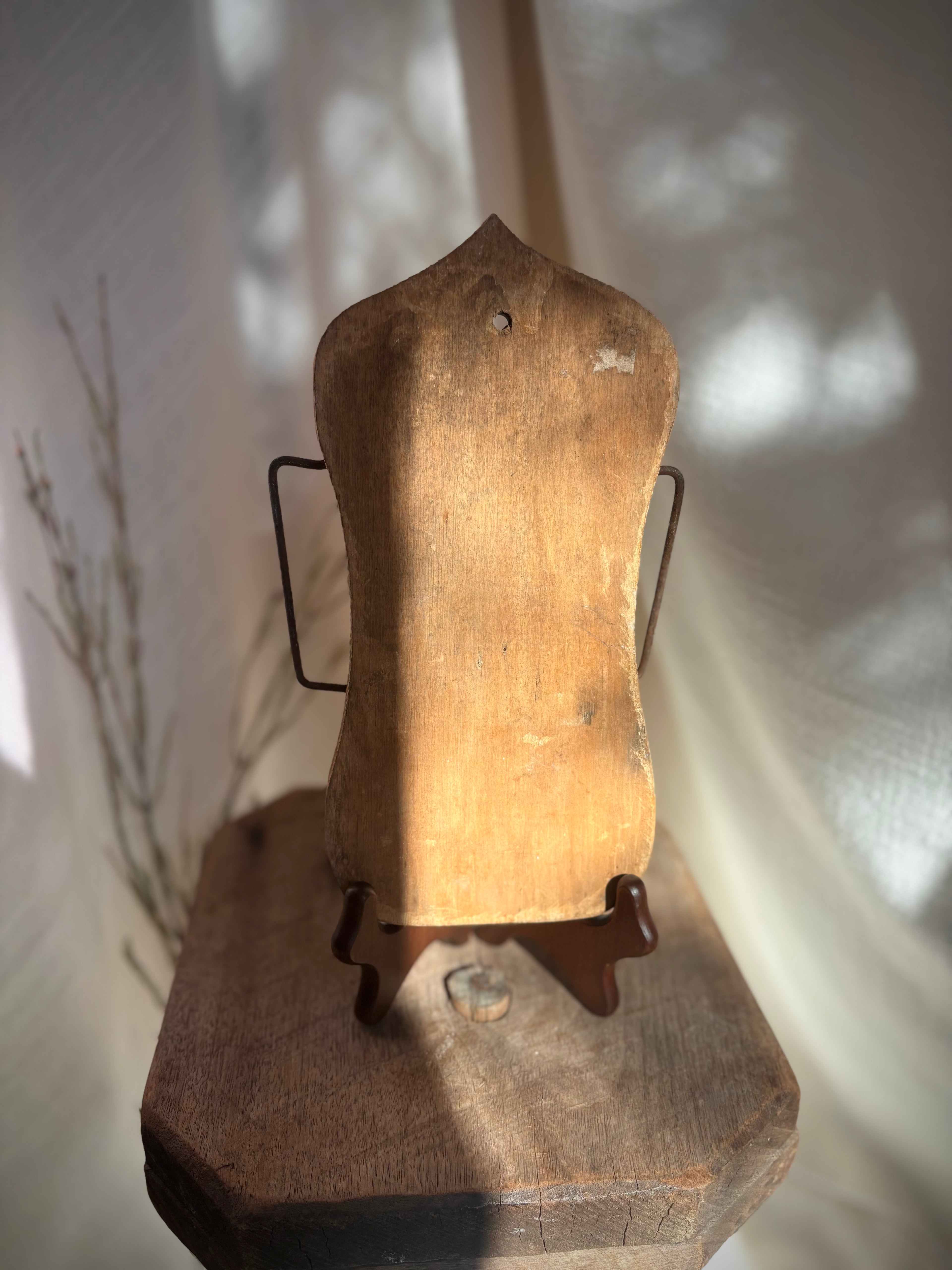 Antique French Wooden Toilet Paper Holder