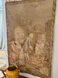 Vintage French Woven Salon Scene Tapestry