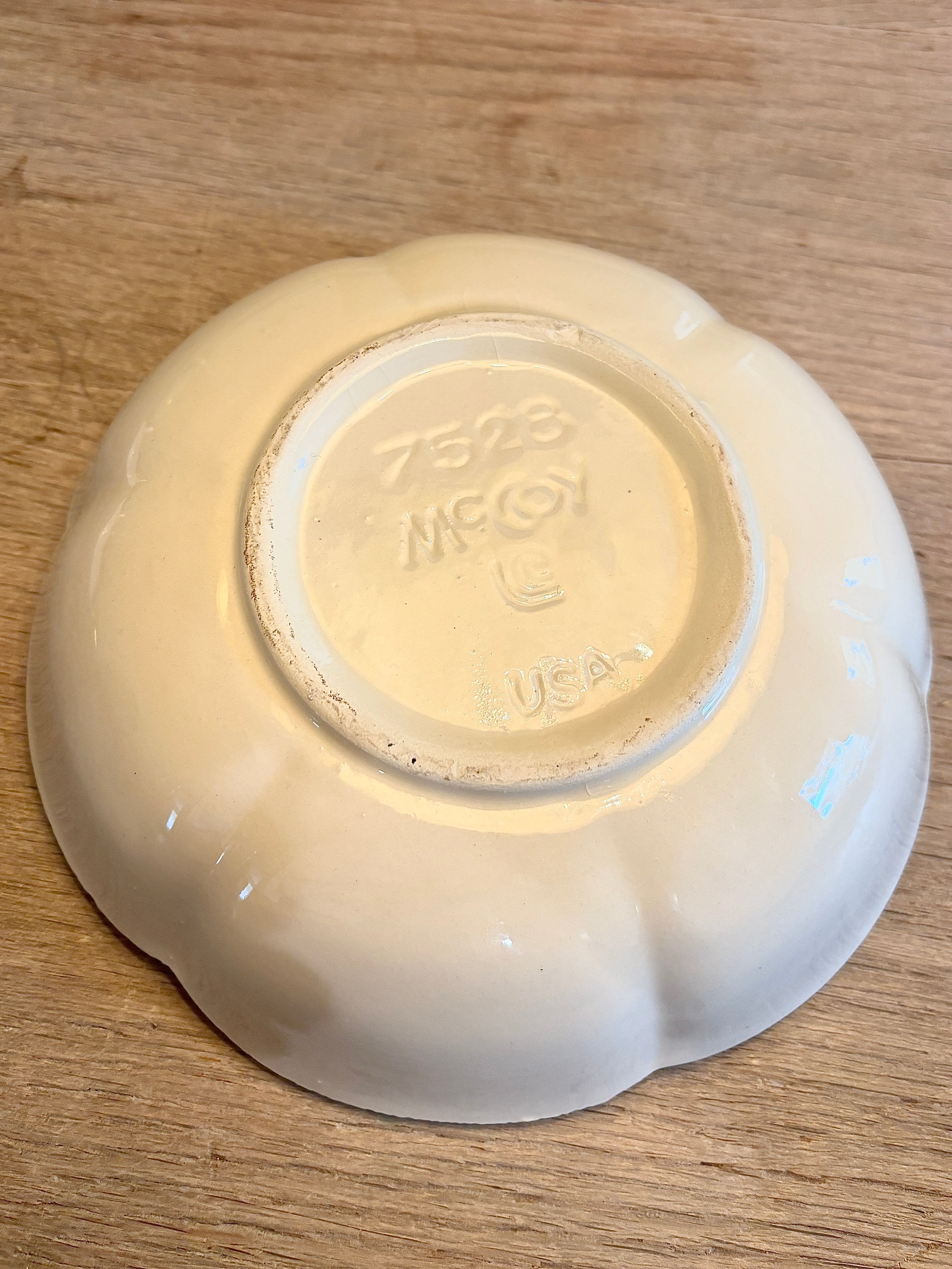 Vintage McCoy White Scalloped Serving Bowl