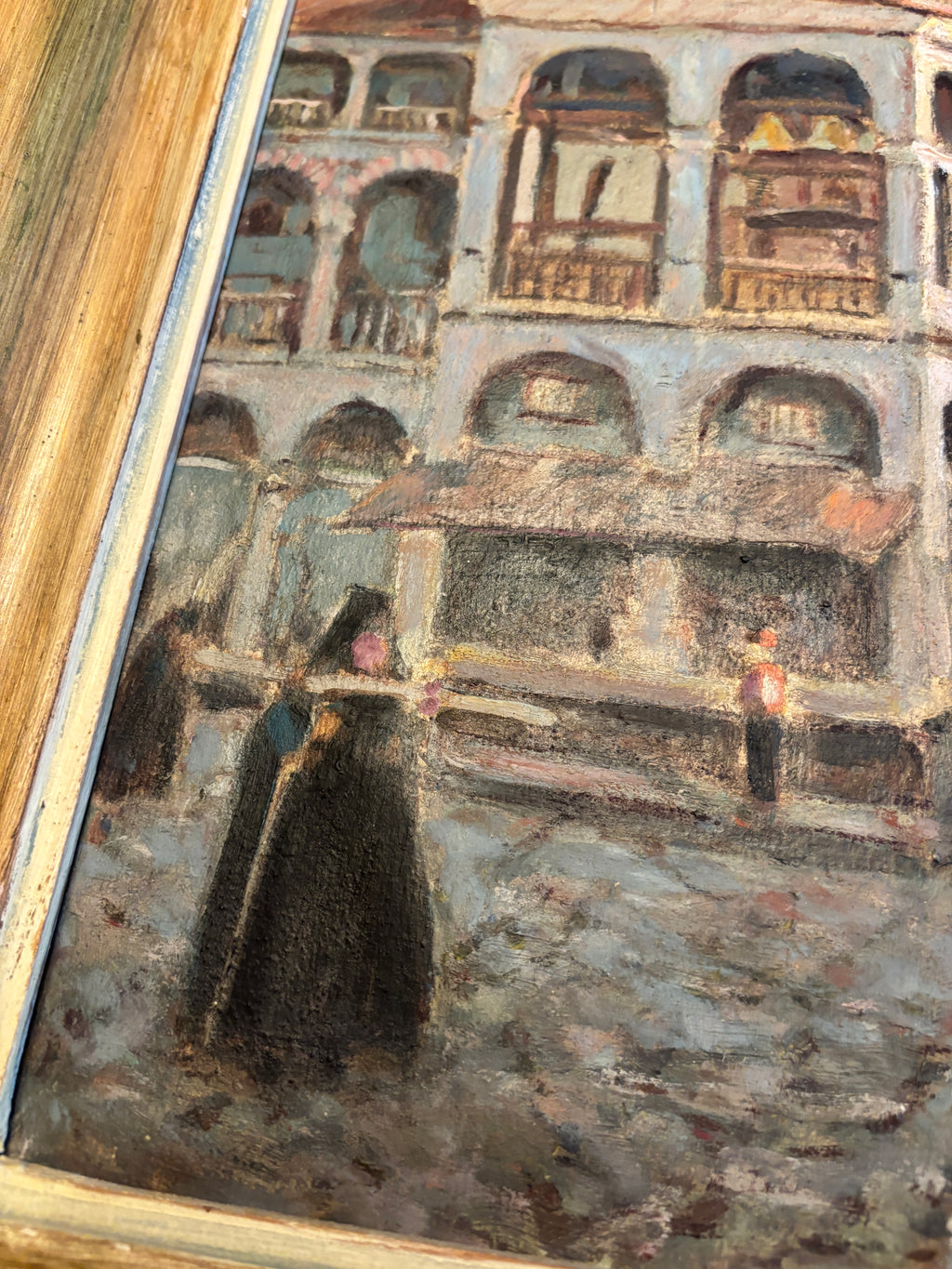 Vintage European Architectural Painting on Board