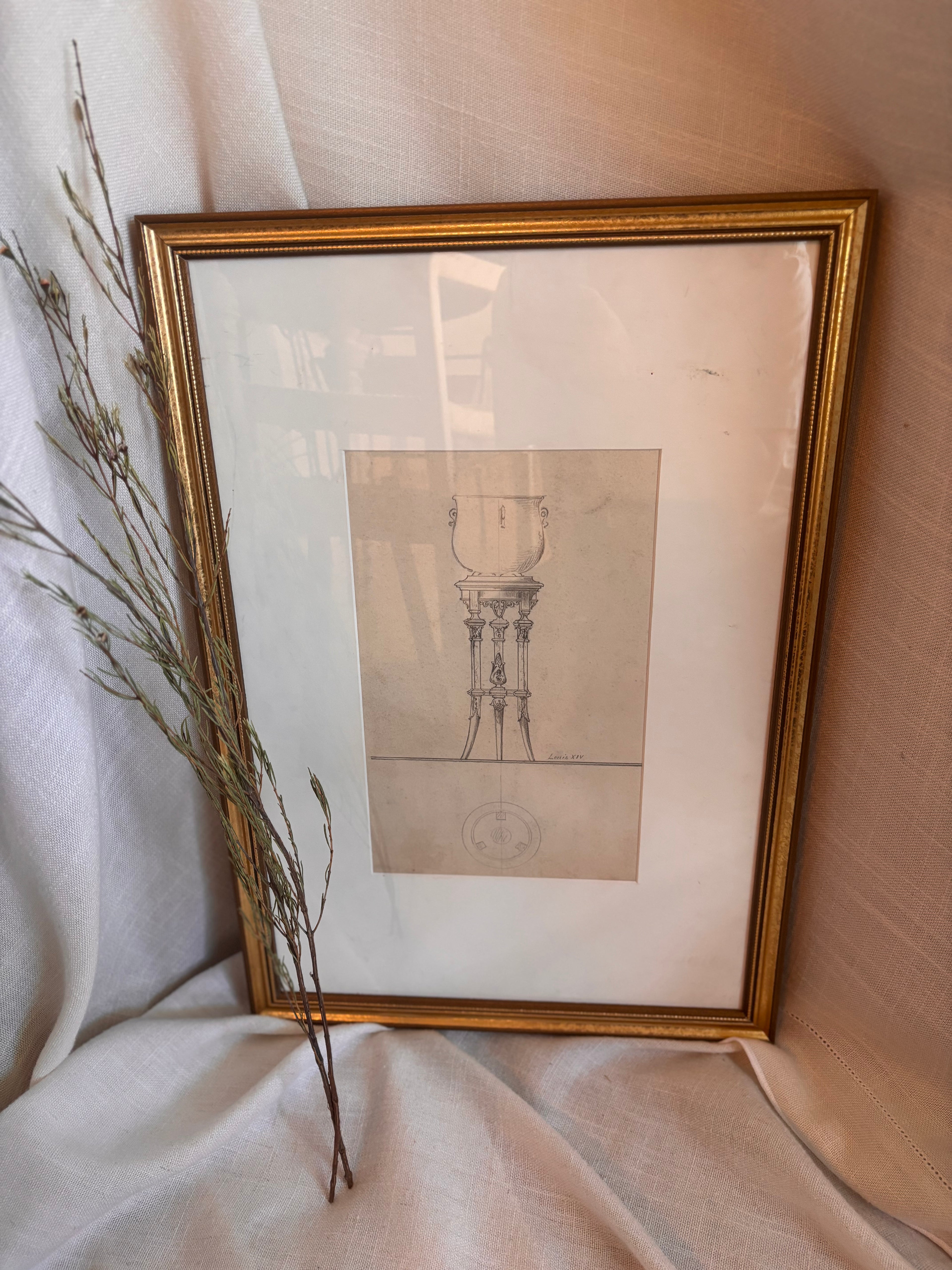 Antique French Louis XIII Atelier Design Drawing