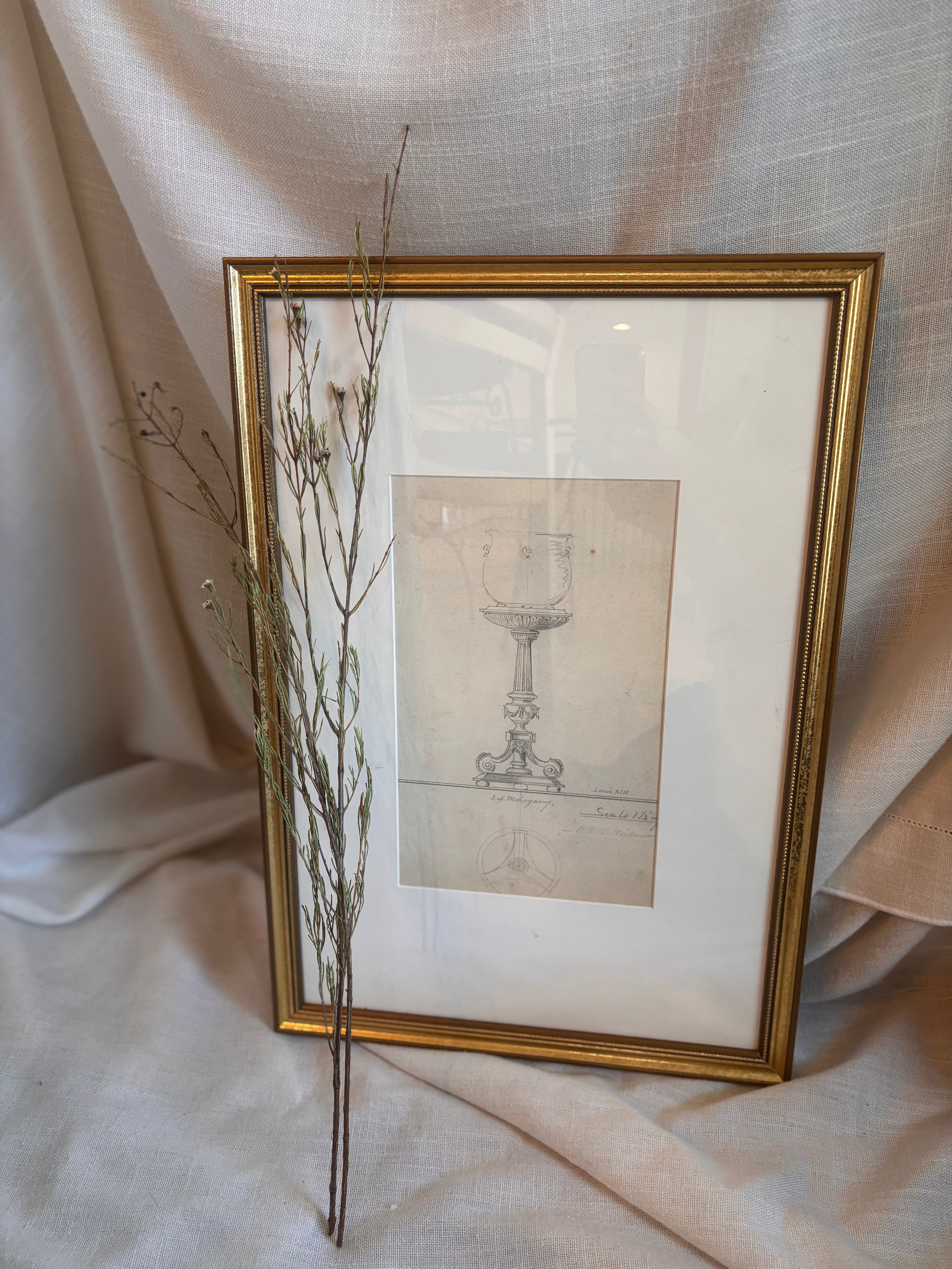 Antique French Louis XIV Atelier Design Drawing