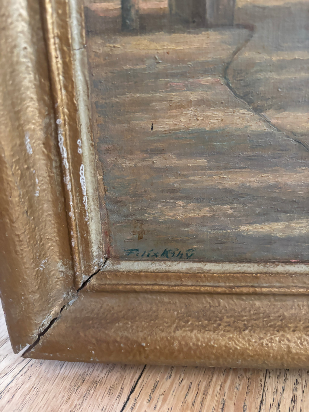 German Antique Signed Oil on Canvas, St. Martin's Church