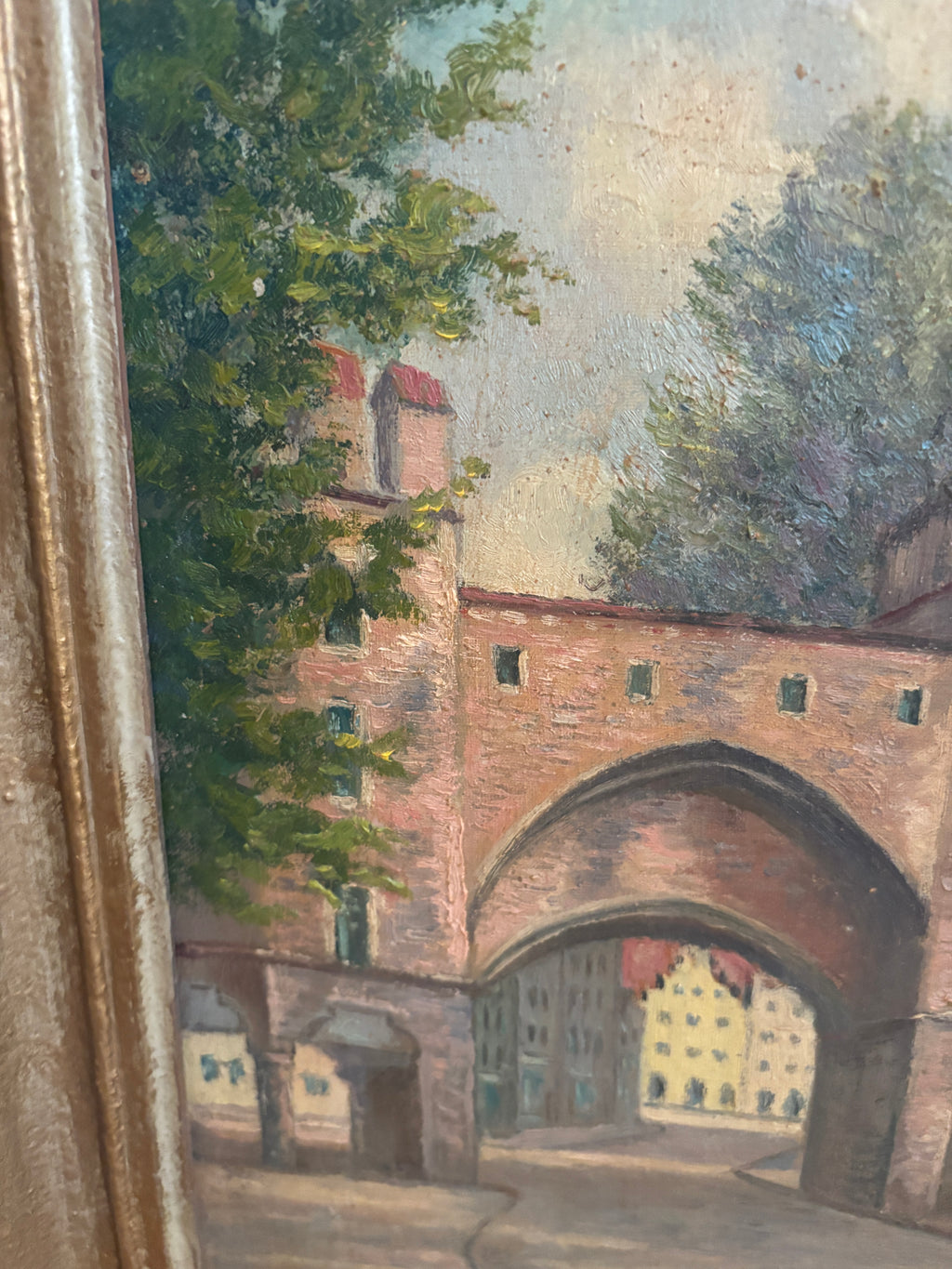 German Antique Signed Oil on Canvas, St. Martin's Church