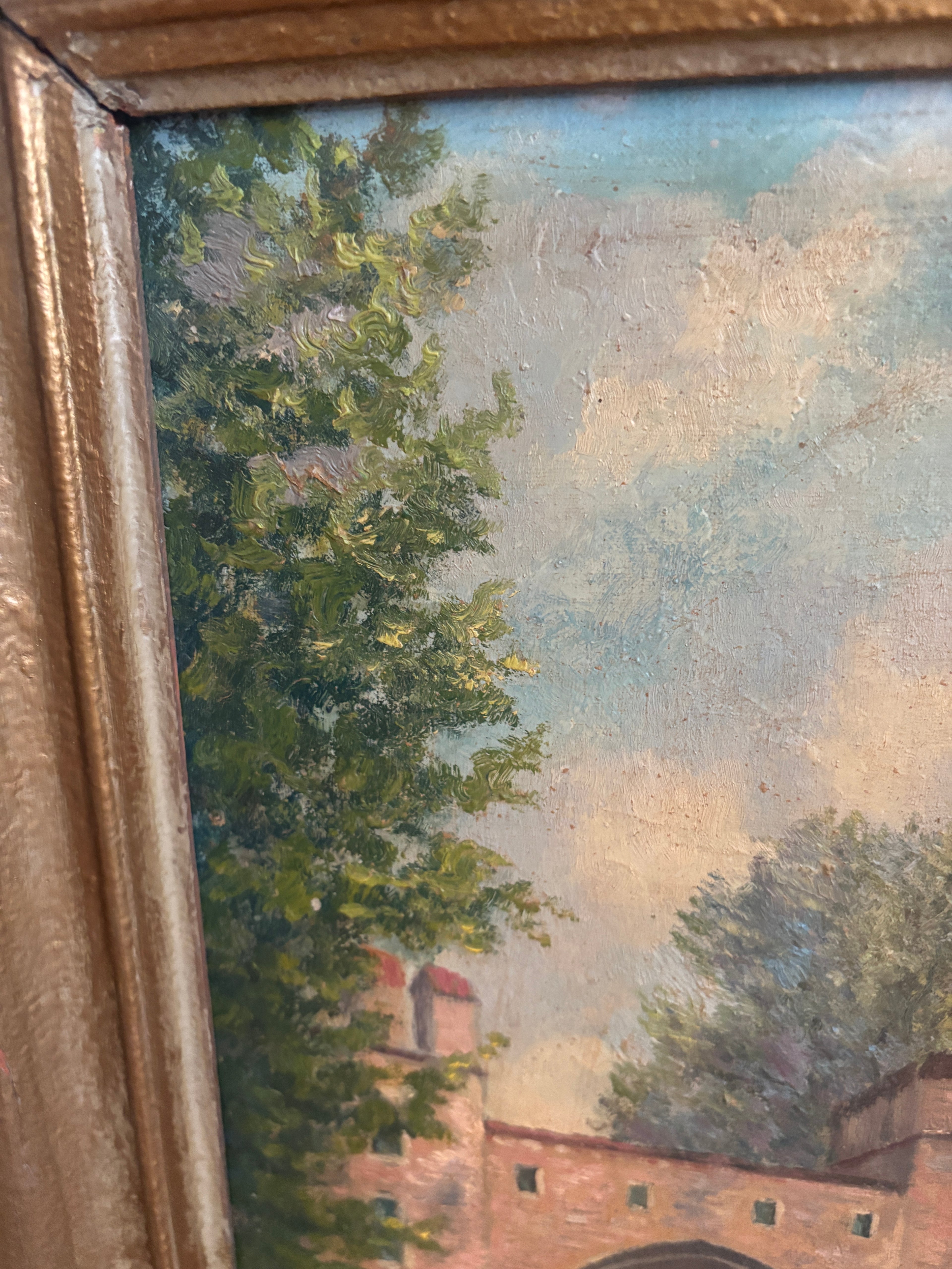 German Antique Signed Oil on Canvas, St. Martin's Church