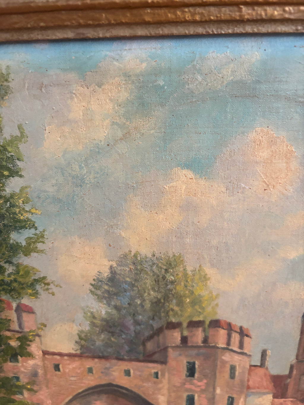 German Antique Signed Oil on Canvas, St. Martin's Church
