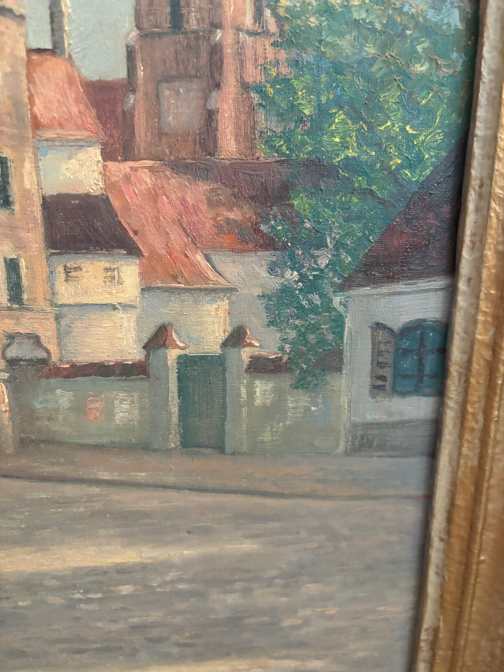German Antique Signed Oil on Canvas, St. Martin's Church