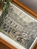 Antique Hand-Colored Lithograph of Hôtel de Ville, Paris in Wood Frame
