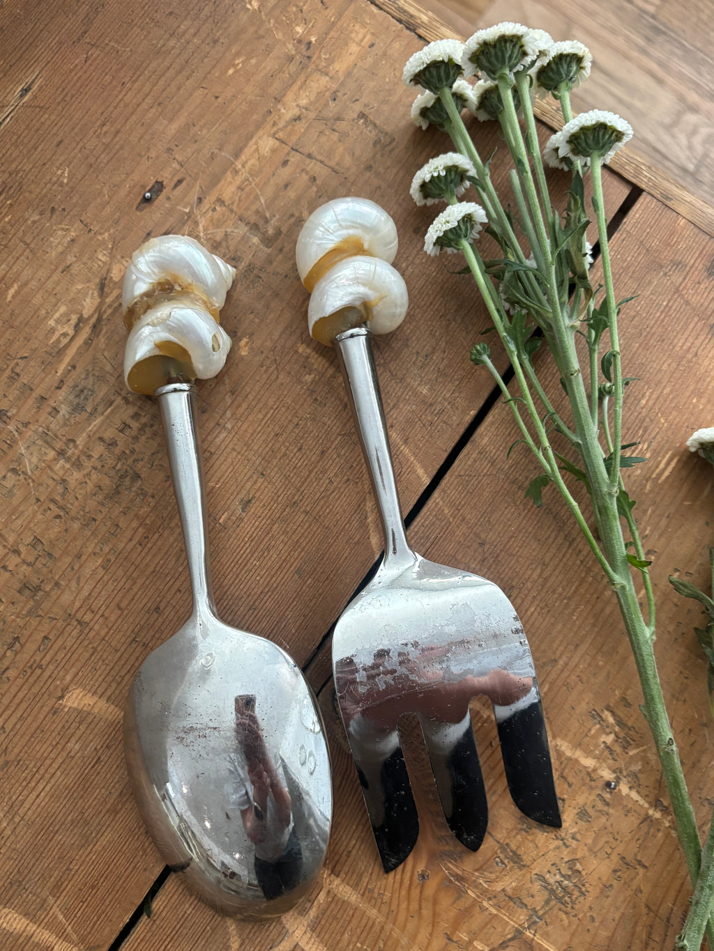 Shell Handle Serving Utensils