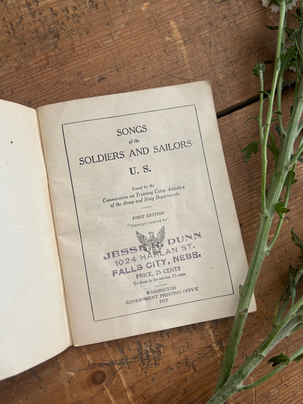 1917 First Edition Songs of the Soldiers and Sailors U.S. Booklet