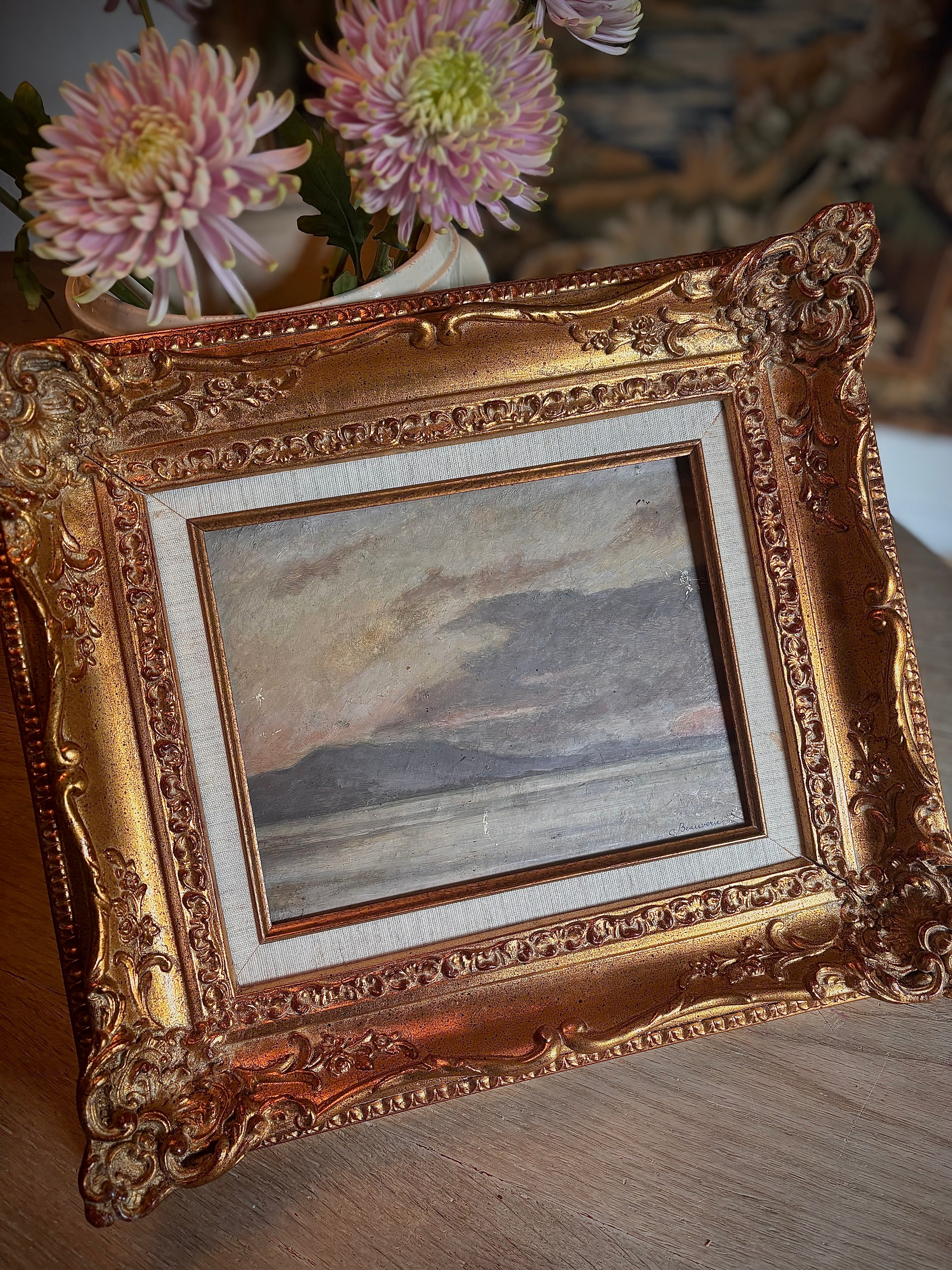Antique French Oil Painting by Charles Joseph Beauverie