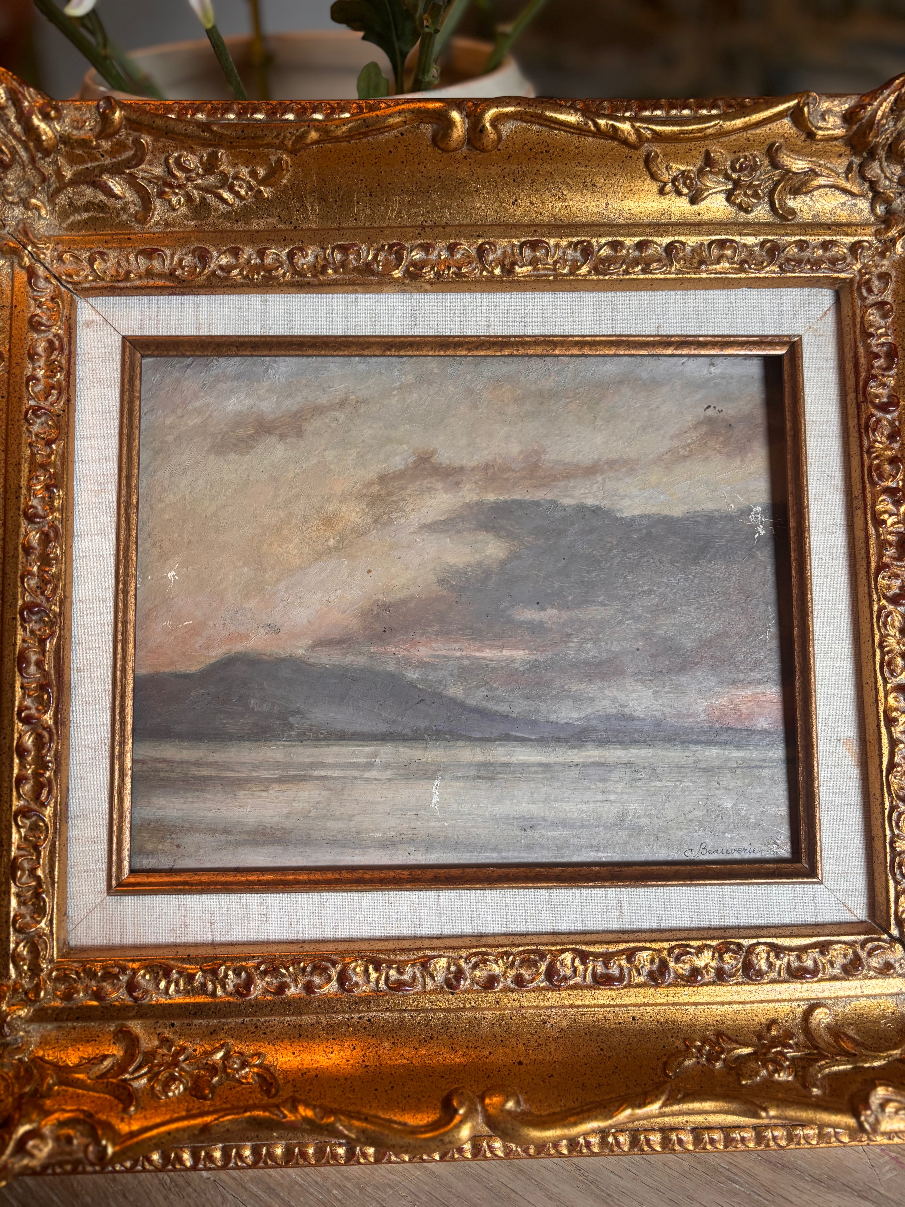 Antique French Oil Painting by Charles Joseph Beauverie