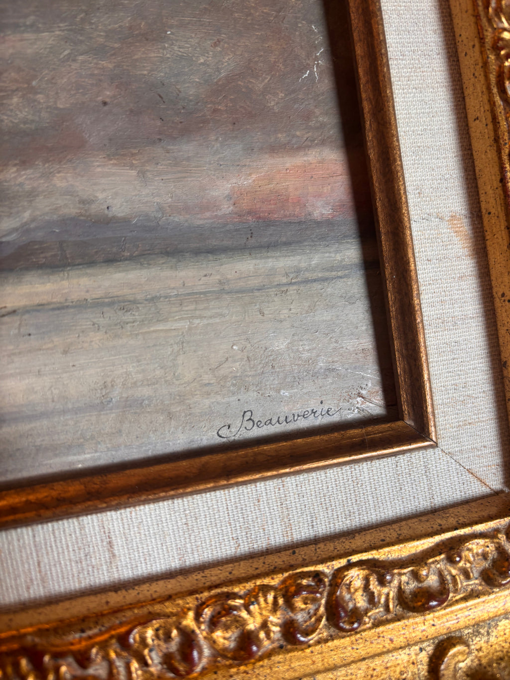 Antique French Oil Painting by Charles Joseph Beauverie