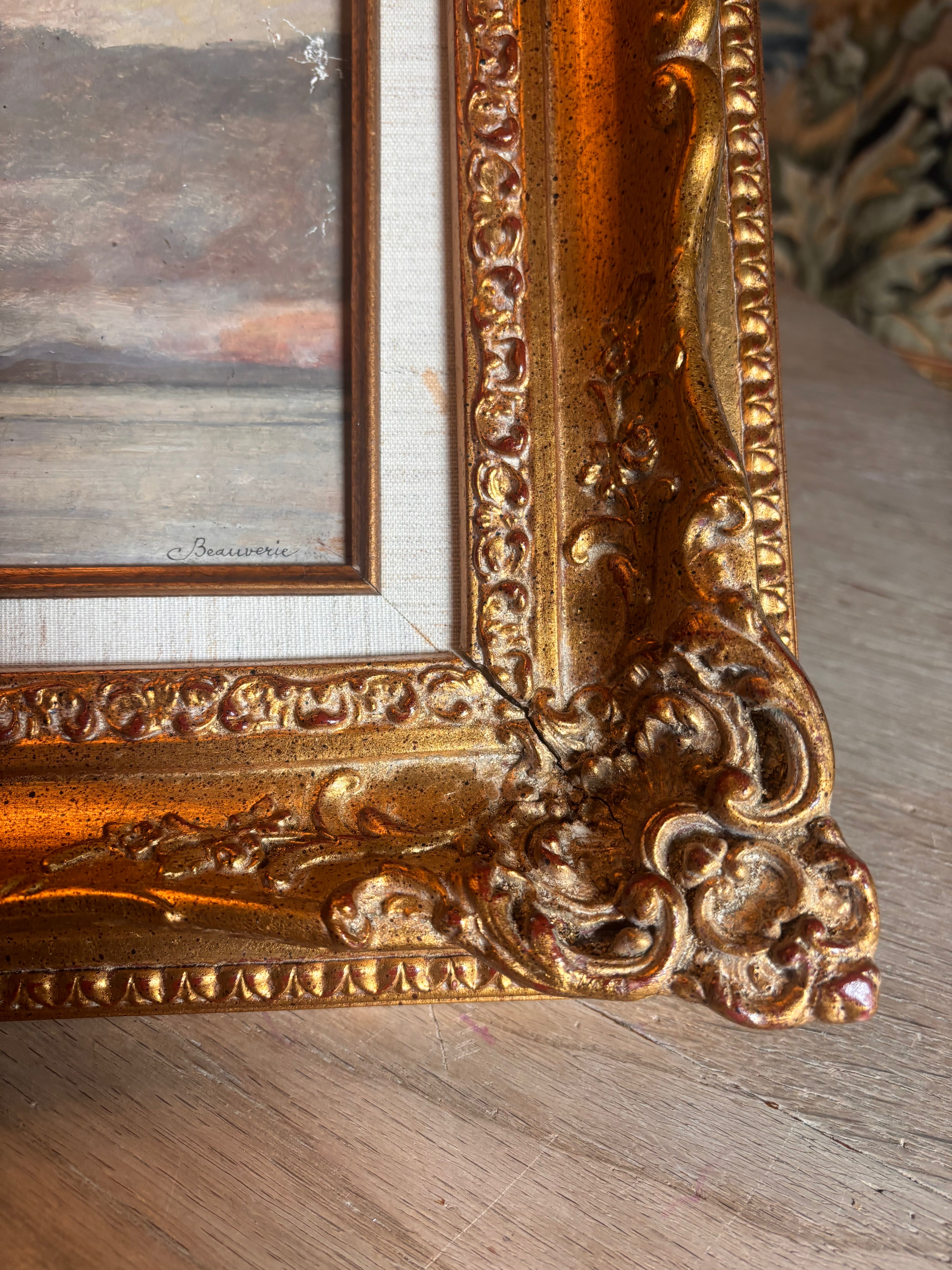 Antique French Oil Painting by Charles Joseph Beauverie