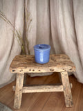 Vintage Small Blue Glazed Stoneware Lidded Crock