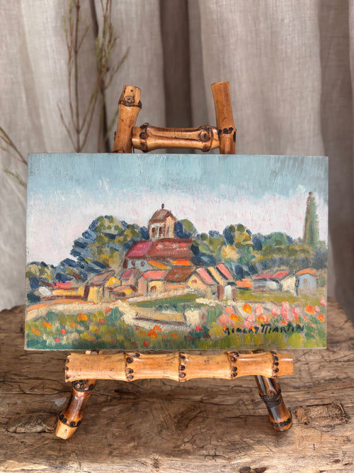 Vintage French Village With Wildflowers Oil Painting by Albert Martin