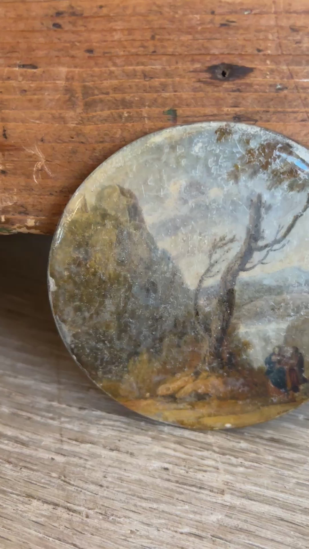 Antique French Miniature Convex Glass Landscape