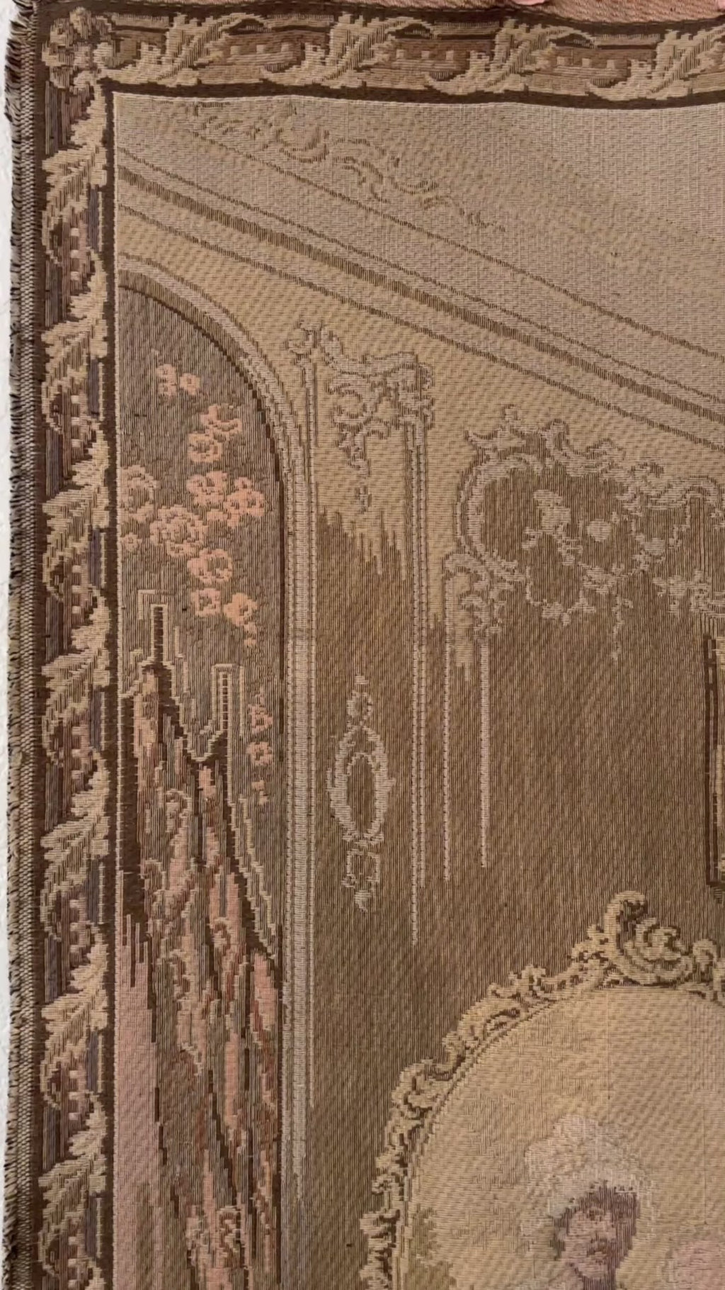 Vintage French Woven Salon Scene Tapestry