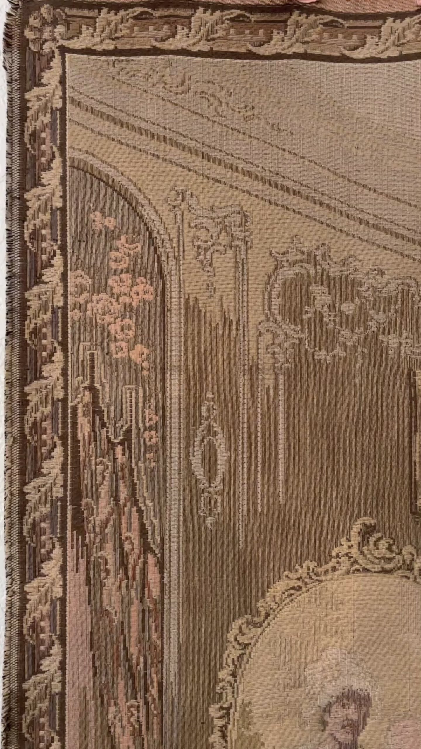 Vintage French Woven Salon Scene Tapestry