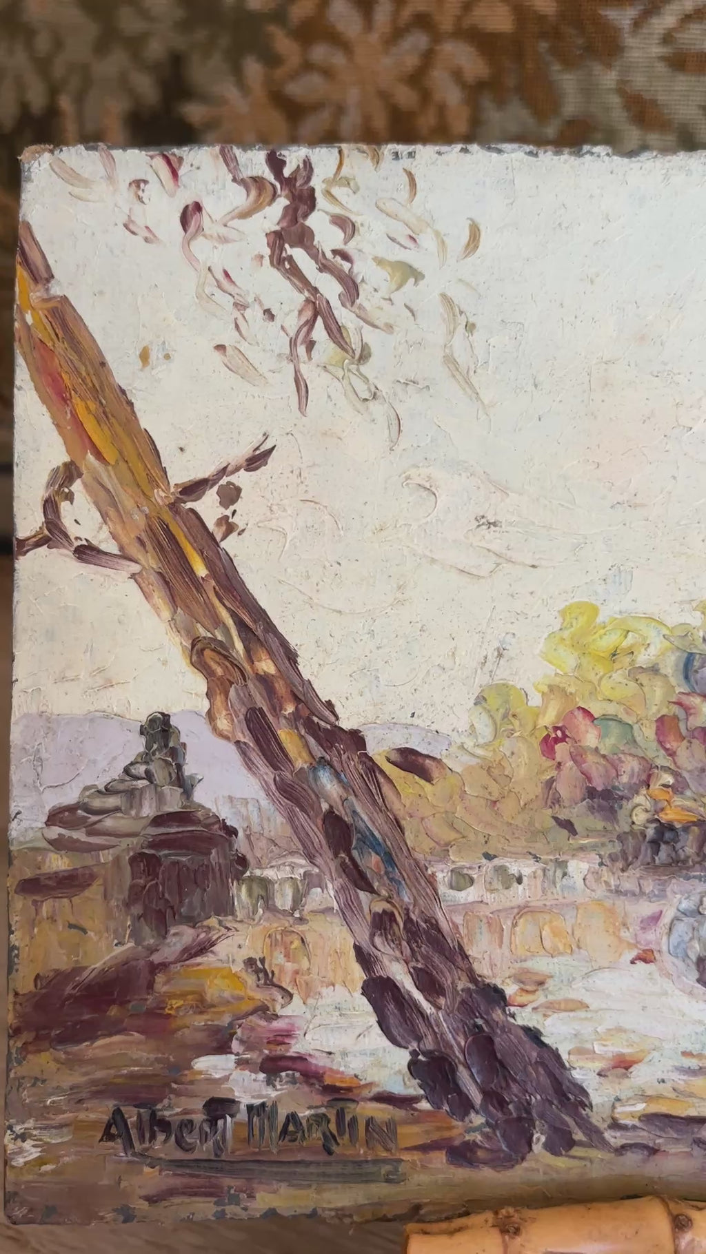 Vintage French Impasto Landscape Oil Painting by Albert Martin